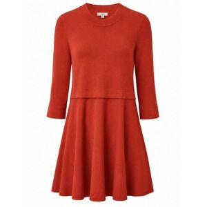 COS Mixed Media Knit Fit and Flare Dress Rust Orange Sz S